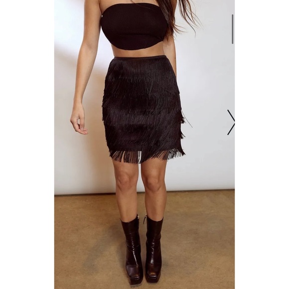 SKIRT NA-KD Pencil brown skit Fringed Skirt - Picture 6 of 9